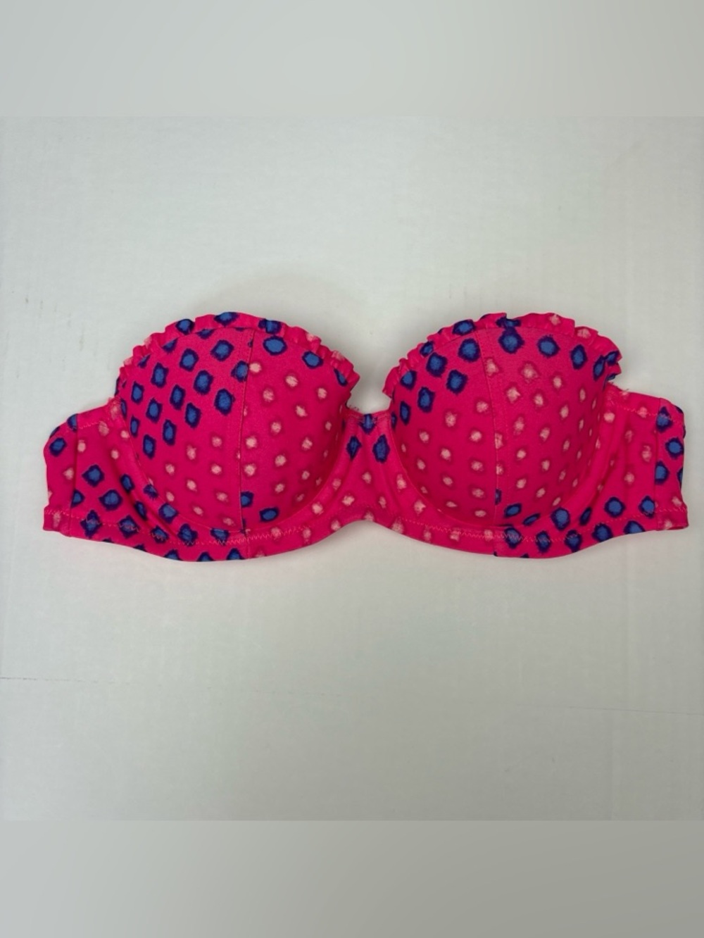 American Eagle Women 32A Bikini Top Swimsuit Pink Purple Diamonds Strapless